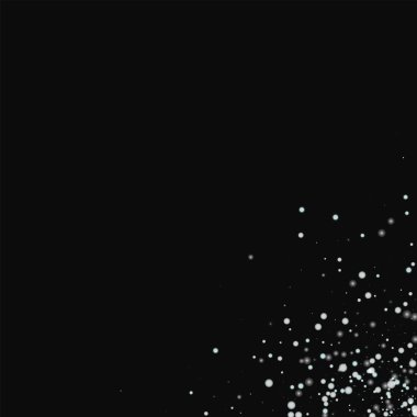 Şaşırtıcı düşen kar dağınık sağ alt köşedeki şaşırtıcı yağan kar ile siyah arka planda Nice