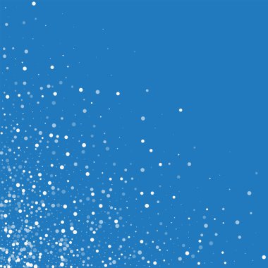 Rasgele düşme ile beyaz köşe noktaları mavi rasgele düşen beyaz noktalar dağınık alt sol