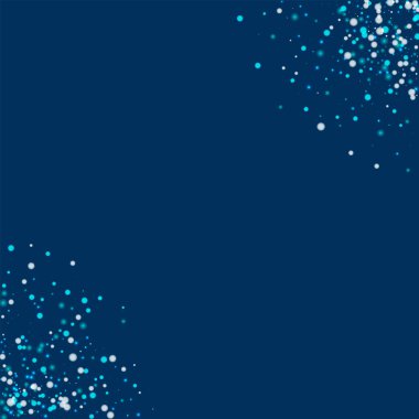 Şaşırtıcı düşen kar dairesel köşelerinde şaşırtıcı yağan kar ile derin mavi arka plan manyetik