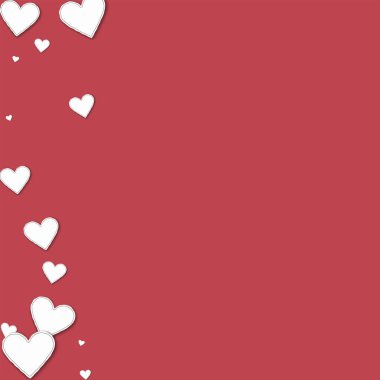 Sol Kenarlık Koyu kırmızı arka plan vektör çizim üzerinde kesme kağıt kalpler soyut