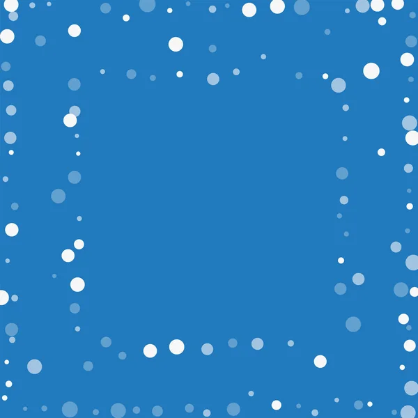 Düşen beyaz noktalar düşme ile soyut çerçeve beyaz noktalar üzerinde mavi arka plan vektör kare — Stok Vektör
