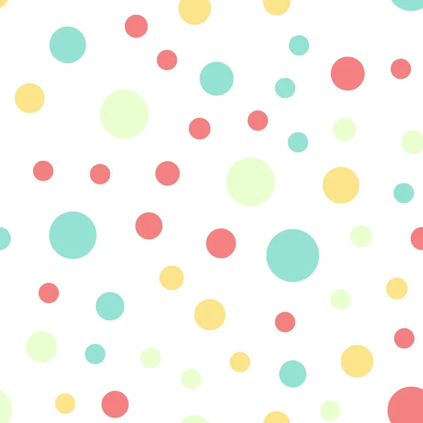 Kleurrijke polka dots naadloze patroon op wit 16 achtergrond goddelijke klassieke kleurrijke polka dots — Stockvector