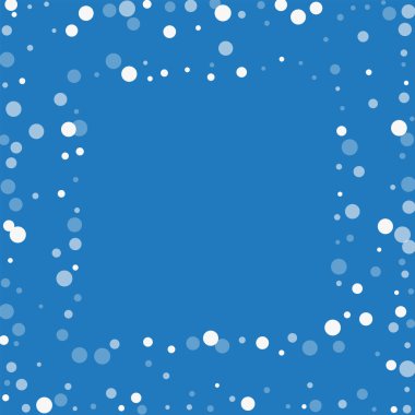 Beyaz noktalar düşen kare mavi renkli vektör çerçeve ile düşen beyaz noktalar dağınık