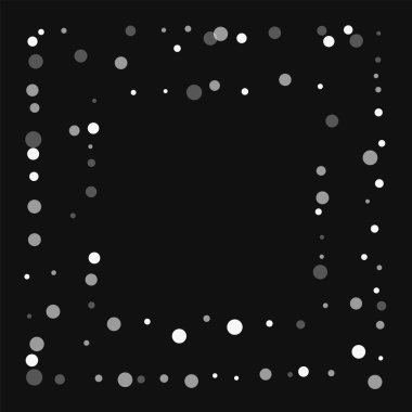 Düşen beyaz noktalar düşme ile kaotik çerçeve beyaz noktalar siyah arka planda vektör kare