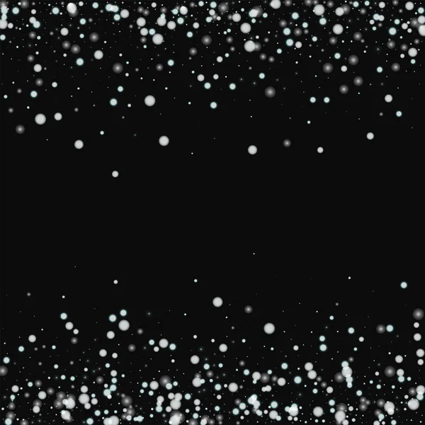 Schöner fallender Schnee verstreute Grenze mit schönem fallenden Schnee auf schwarzem Hintergrund — Stockvektor