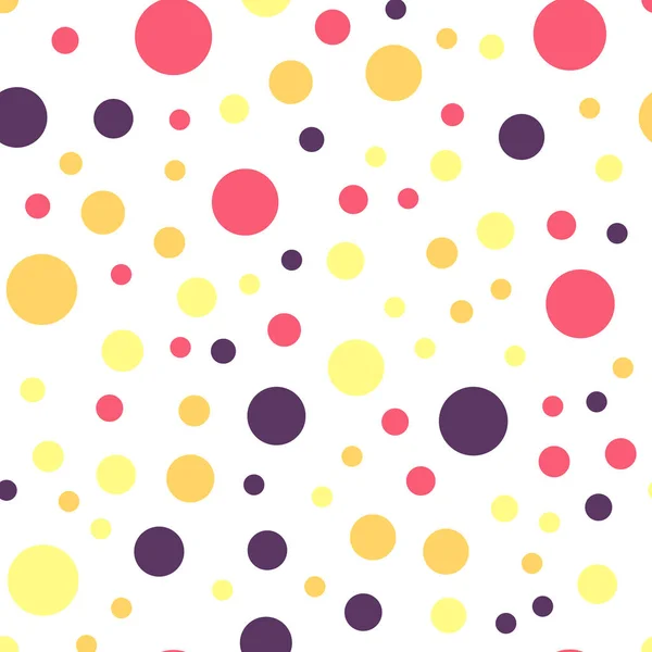 Pois colorés motif sans couture sur fond blanc 25 Pois colorés classiques brillants — Image vectorielle