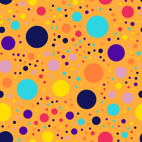 Memphis stylu kropki wzór na pomarańczowym tle majestatyczny nowoczesne memphis polka dots — Wektor stockowy