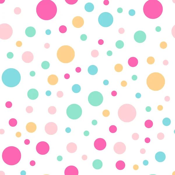 Pois colorés motif sans couture sur fond blanc 3 Excellent classique pois colorés — Image vectorielle