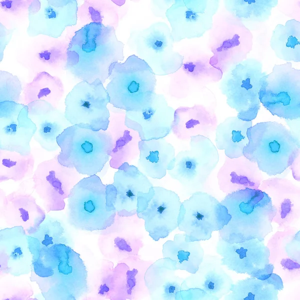 Narin çiçek desenli ışık mavi ipeksi suluboya seamless modeli büyük suluboya soyut — Stok fotoğraf