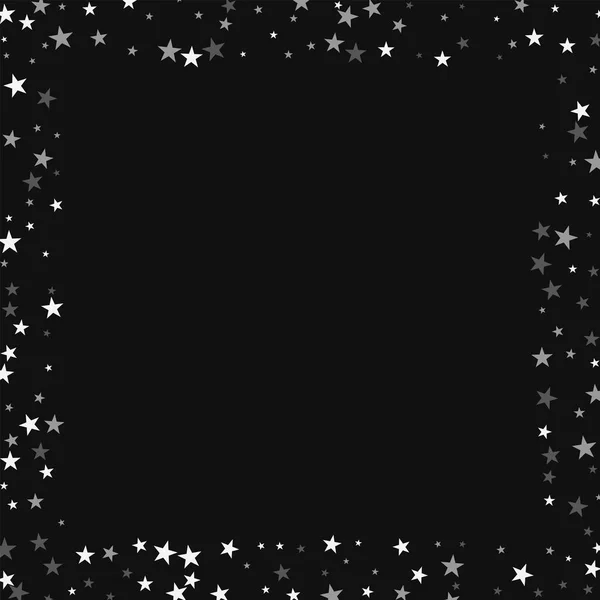 Slumpmässiga fallande stjärnor torget utspridda gränsen med slumpmässiga fallande stjärnor på svart bakgrund ovanliga — Stock vektor