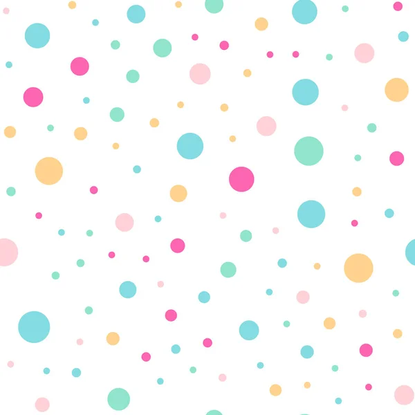 Kleurrijke polka dots naadloze patroon op wit 3 achtergrond mooie klassieke kleurrijke polka dots textiel — Stockvector