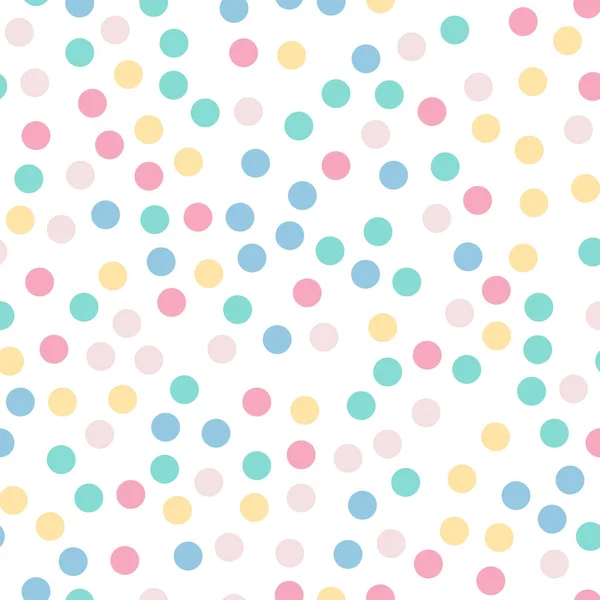 Colorful polka dots seamless pattern on white 9 background Pretty classic colorful polka dots — Stock Vector