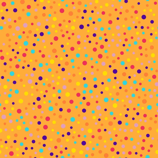 Memphis stijl polka dots naadloze patroon op oranje achtergrond nette moderne memphis polka dots — Stockvector