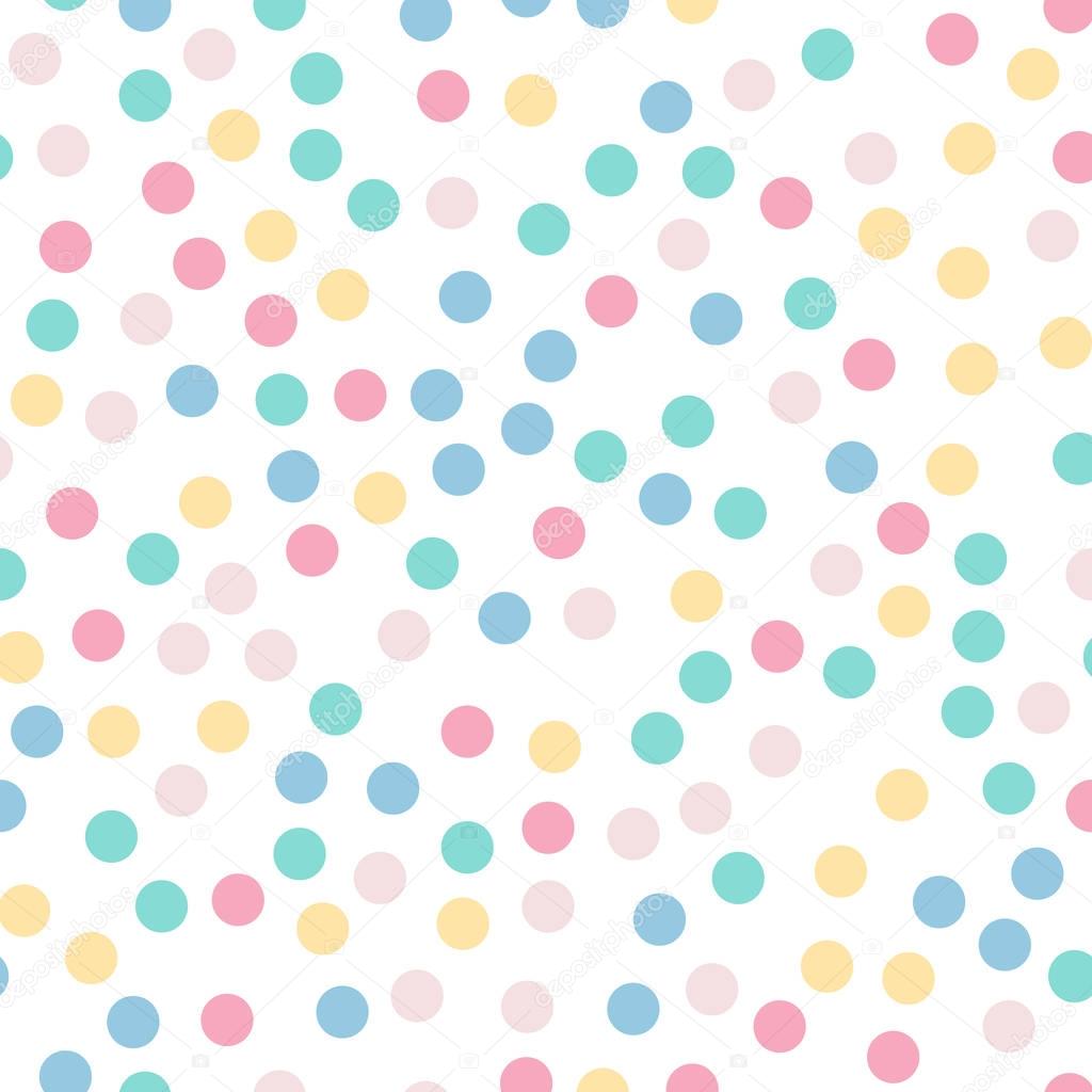 Colorful polka dots seamless pattern on white 9 background Pretty classic colorful polka dots