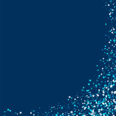 Şaşırtıcı düşen kar soyut sağ alt köşede şaşırtıcı yağan kar ile derin mavi