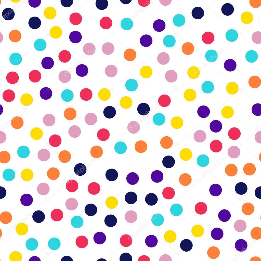 Memphis style polka dots seamless pattern on white background Amazing modern memphis polka dots