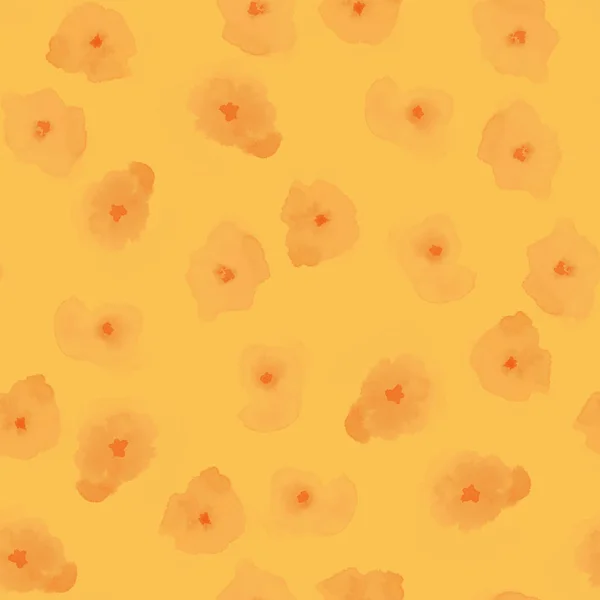 섬세 한 꽃 패턴 노란색 부드러운 수채화 원활한 패턴 신나는 수채화 개요 — 스톡 사진