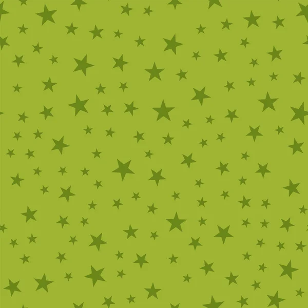 Оливковые звезды бесшовный узор на зеленом фоне Фантастические бесконечные случайные разбросанные оливковые звезды — стоковый вектор
