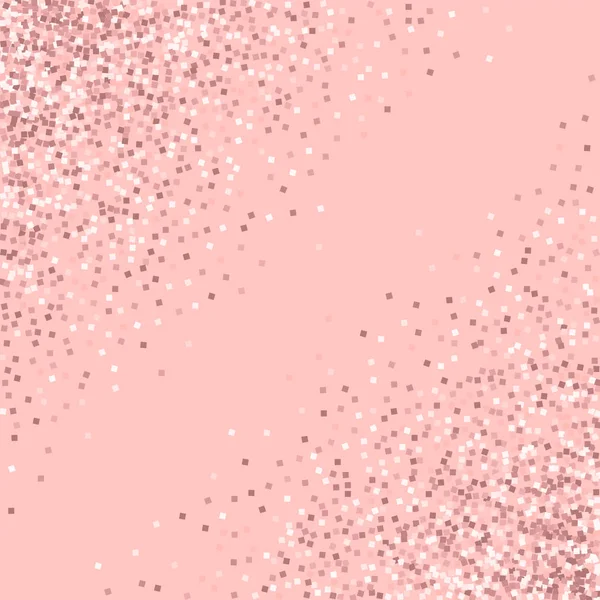 Oro rosa glitter Astratto caotico scatter con oro rosa glitter su sfondo rosa Vettore ideale — Vettoriale Stock