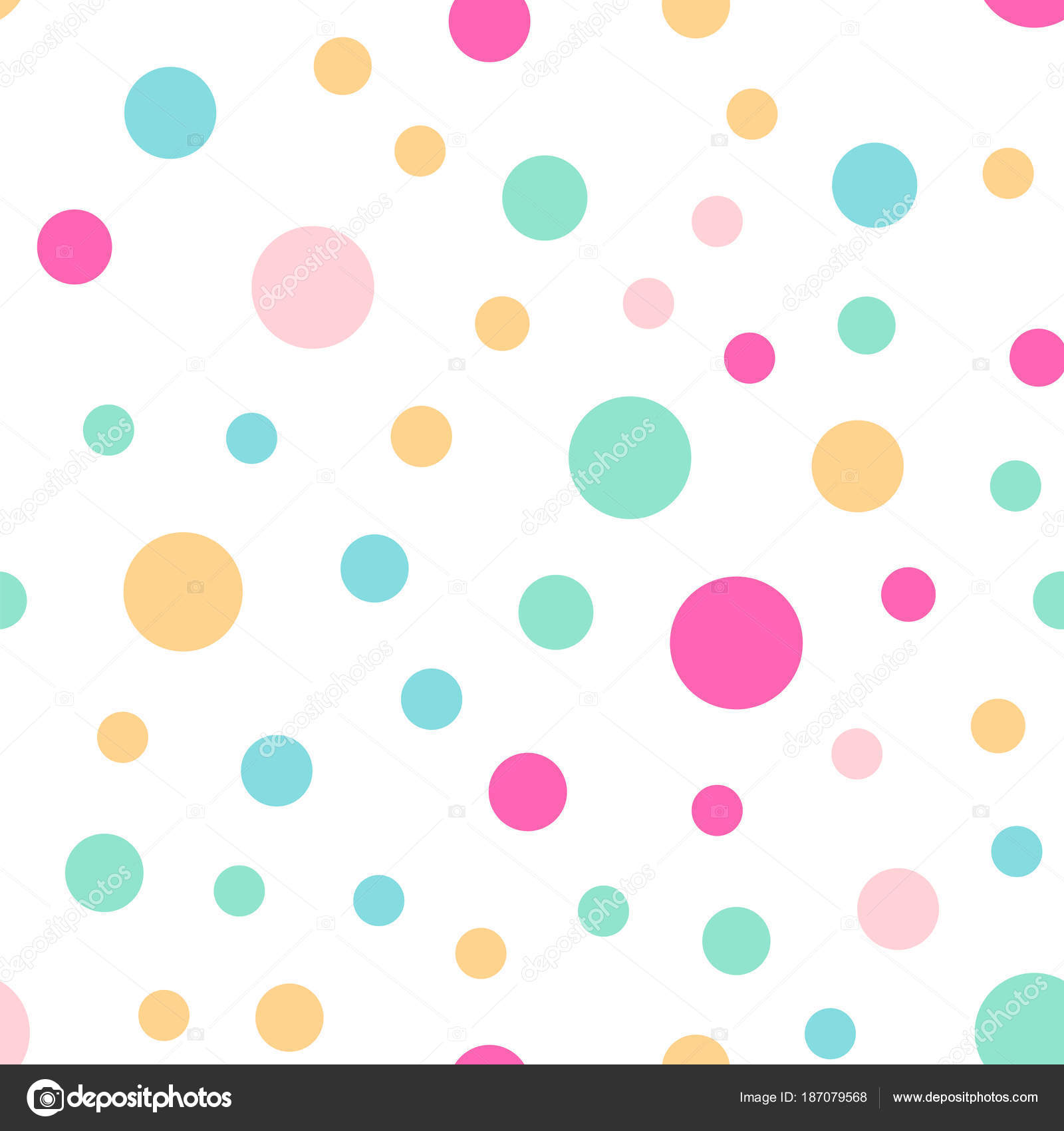 Colorful polka dots seamless pattern on white 3 background