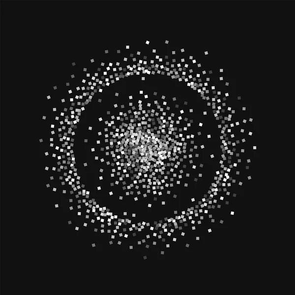 Silver glitter Small double circle with silver glitter on black background Stunning Vector