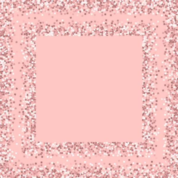 Pink gold glitter Square scattered frame with pink gold glitter on pink background Graceful Vector