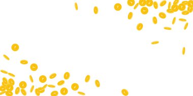 Hint Rupisi düşen dağınık küçük INR paralar beyaz arka plan süper geniş köşelerinde paralar