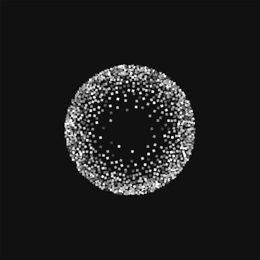 Siyah arka planda güzel vektör gümüş parlak gümüş glitter küçük yuvarlak çerçeveli