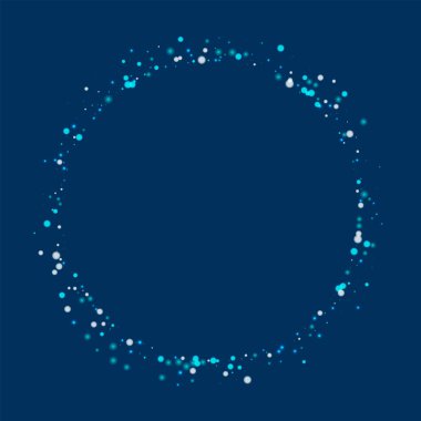 Düşen inanılmaz derin mavi arka plan sevimli vektör üzerinde şaşırtıcı yağan kar ile yuvarlak şekil kar