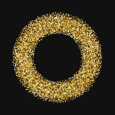 Siyah arka planda fantastik vektör yuvarlak altın glitter ile yuvarlak altın glitter simit çerçeve