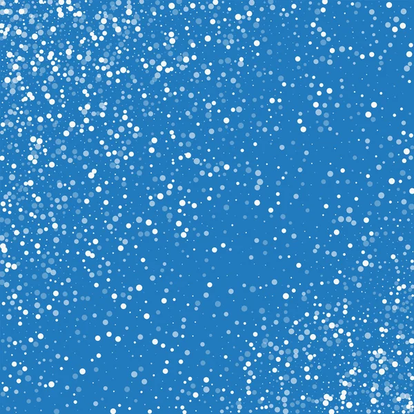 Patrón de dispersión de puntos blancos que caen al azar con puntos blancos que caen al azar sobre fondo azul Vector — Vector de stock