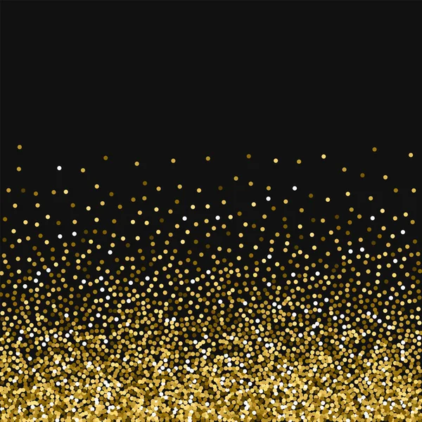 Oro rotondo glitter Scatter gradiente inferiore con oro rotondo glitter su sfondo nero Ideale — Vettoriale Stock