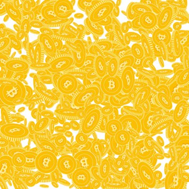 Bitcoin Internet para birimi düşen parçalı Btc paralar narin beyaz arka plan üzerinde kayan paralar