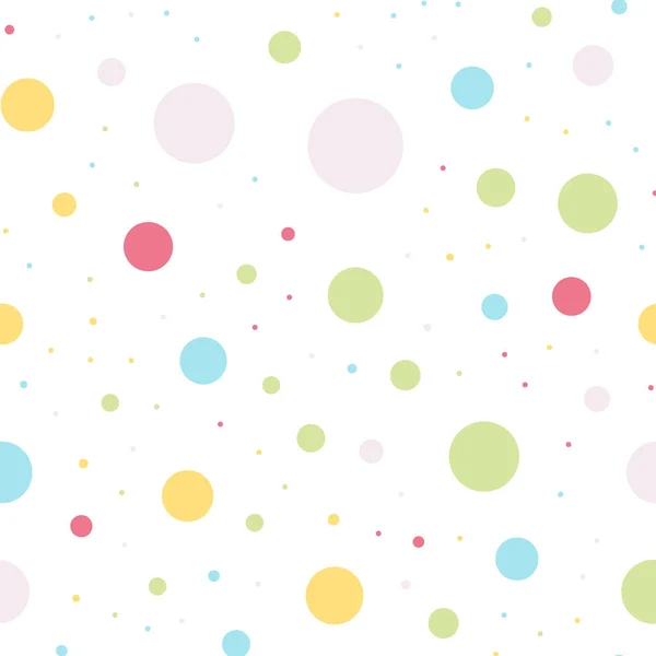 Kleurrijke polka dots naadloze patroon op wit 4 achtergrond betoverende klassieke kleurrijke polka dots — Stockvector