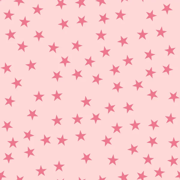 Pink stars seamless pattern on light pink background Fetching endless random scattered pink stars — Stock Vector