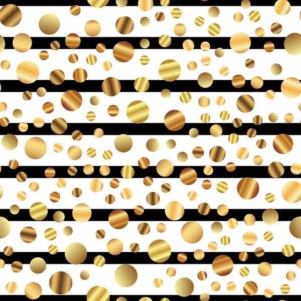 黒と白の縞模様の背景に顕著なグラデーション金色のドットに金色のドット パターン — ストックベクタ