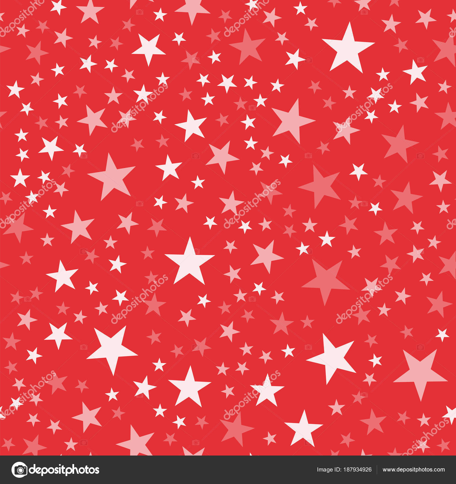 White stars seamless pattern on red background endless random