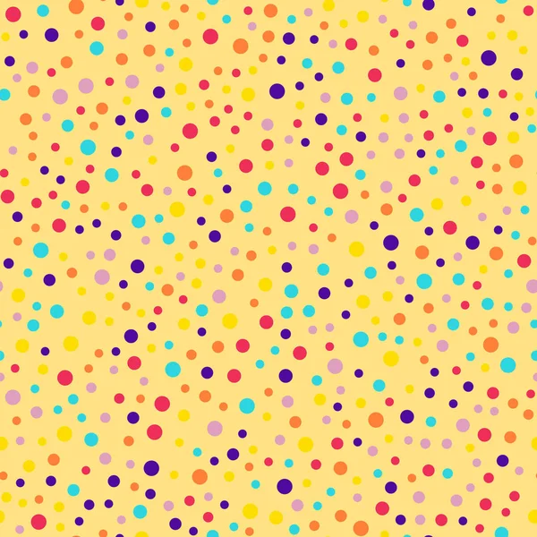 Memphis stijl polka dots naadloze patroon op gele achtergrond prachtige moderne memphis polka dots — Stockvector