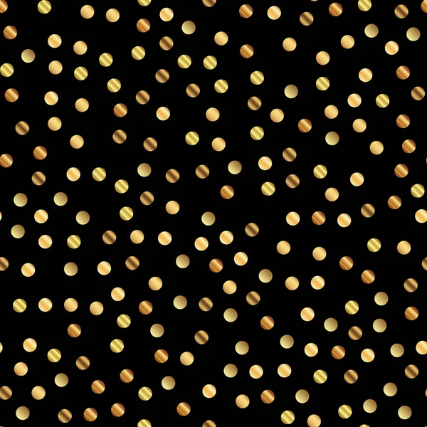 ゴールデン ドット黒い背景にシームレス パターン エレガントなグラデーション金色のドット無限ランダム — ストックベクタ
