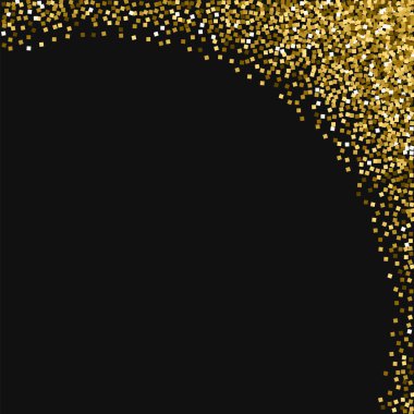 Altın glitter soyut sağ üst köşede altın glitter ile siyah arka plan göz alıcı vektör