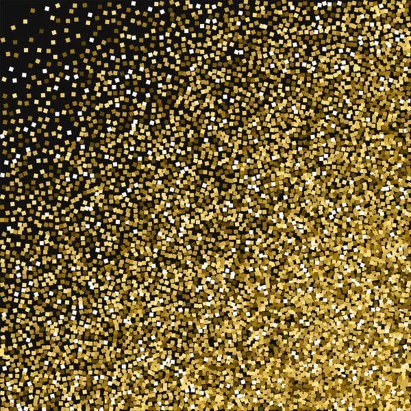 Oro glitter Astratto casuale scatter con oro glitter su sfondo nero Sorprendente vettore — Vettoriale Stock