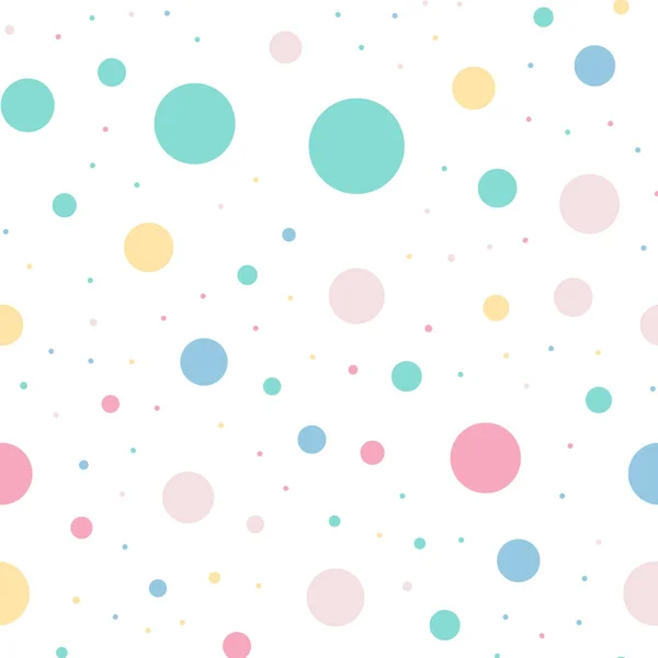 Kleurrijke polka dots naadloze patroon op wit 9 achtergrond sierlijke klassieke kleurrijke polka dots — Stockvector