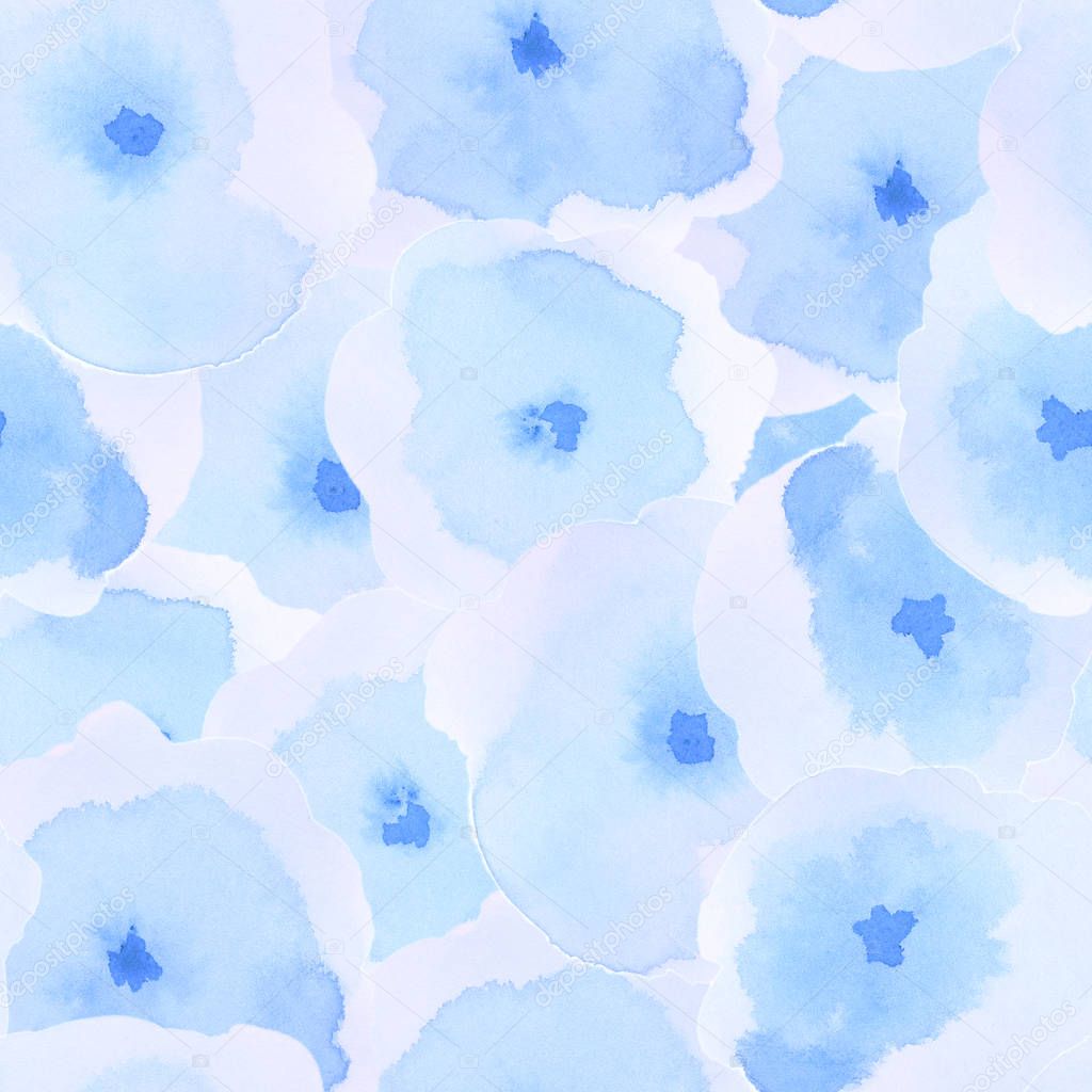 Delicate floral pattern Blue silky watercolor seamless pattern Marvelous watercolor abstract