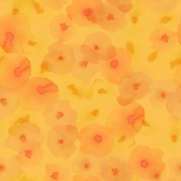 섬세 한 꽃 패턴 노란색 부드러운 수채화 원활한 패턴 특별 한 수채화 개요 — 스톡 사진