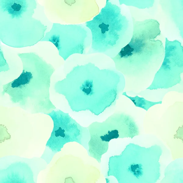 Narin çiçek desenli deniz mavisi ipek gibi sulu boya Dikişsiz desen nadir suluboya soyut — Stok fotoğraf