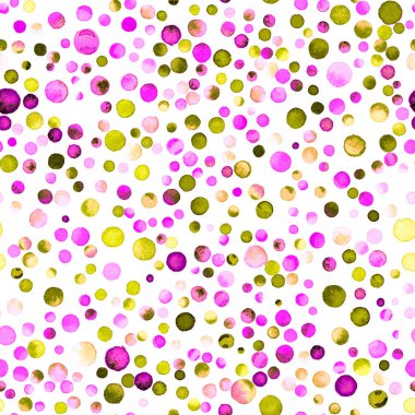 Suluboya konfeti seamless modeli el nadir boyalı daireli suluboya konfeti daire
