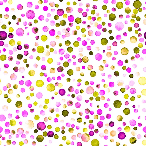 Akvarell konfetti sömlösa mönster Hand målade uncommon cirklar som akvarell konfetti — Stockfoto