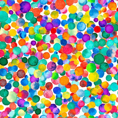 Suluboya konfeti seamless modeli el çok güzel boyalı daireli suluboya konfeti daire