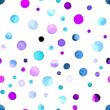 Suluboya konfeti seamless modeli el muhteşem boyalı daireli suluboya konfeti daire