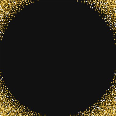 Siyah arka plan alışılmadık vektör yuvarlak altın glitter ile altın glitter köşeleri yuvarlak